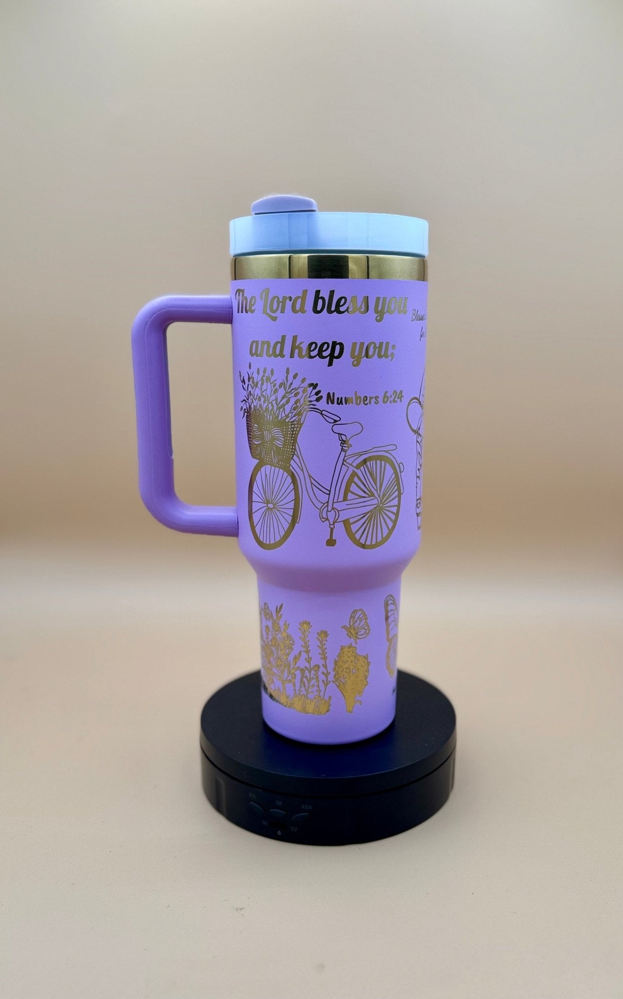 Everything Beautiful" Hand - Drawn 40oz Purple Tumbler – Boho Faith & Country Floral Engraved Travel Mug - His Word Designs