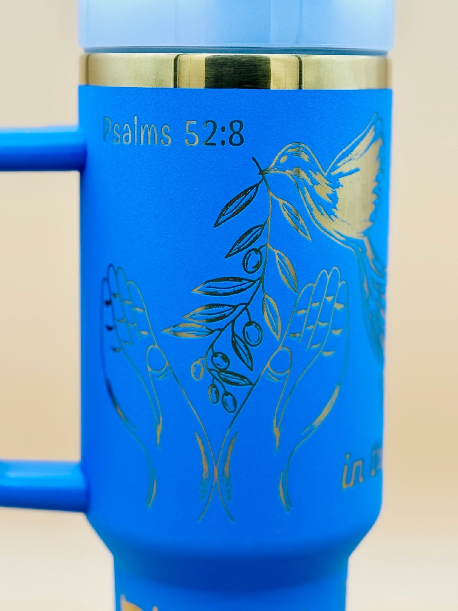 Trust in the LORD" Engraved 40oz Winged Cross Tumbler – Royal Blue Faith & Worship Travel Mug - His Word Designs