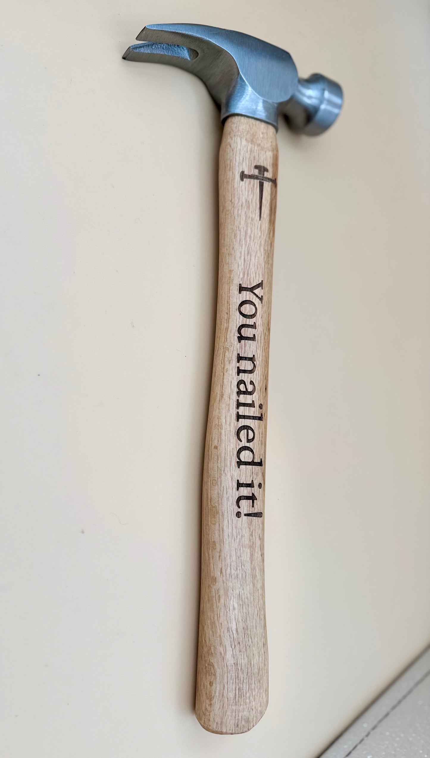 You Nailed It! Engraved Faith Claw Hammer - Carpenter's Cross Edition - Full-length You Nailed It faith claw hammer with engraved hardwood handle — His Word Designs