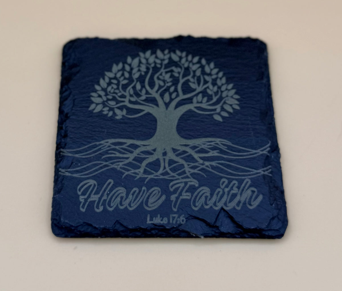 Square Slate Coasters | Engraved Scripture, Nature & Rustic Art - Square Slate Coasters | Engraved Scripture, Nature & Rustic Art