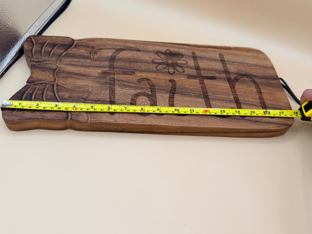 Hand-drawn "Faith" Cheese Board – Religious Charcuterie Board, Rustic Christian Handcrafted Inspirational Board, Christian Gift - Hand-drawn "Faith" Cheese Board – Religious Charcuterie Board, Rustic Christian Handcrafted Inspirational Board, Christian Gift - Handcrafted Engraved Gift by His Word Designs