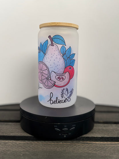 Faith Fruit – 16 oz Frosted Glass Libbey Cup - HisWord Designs