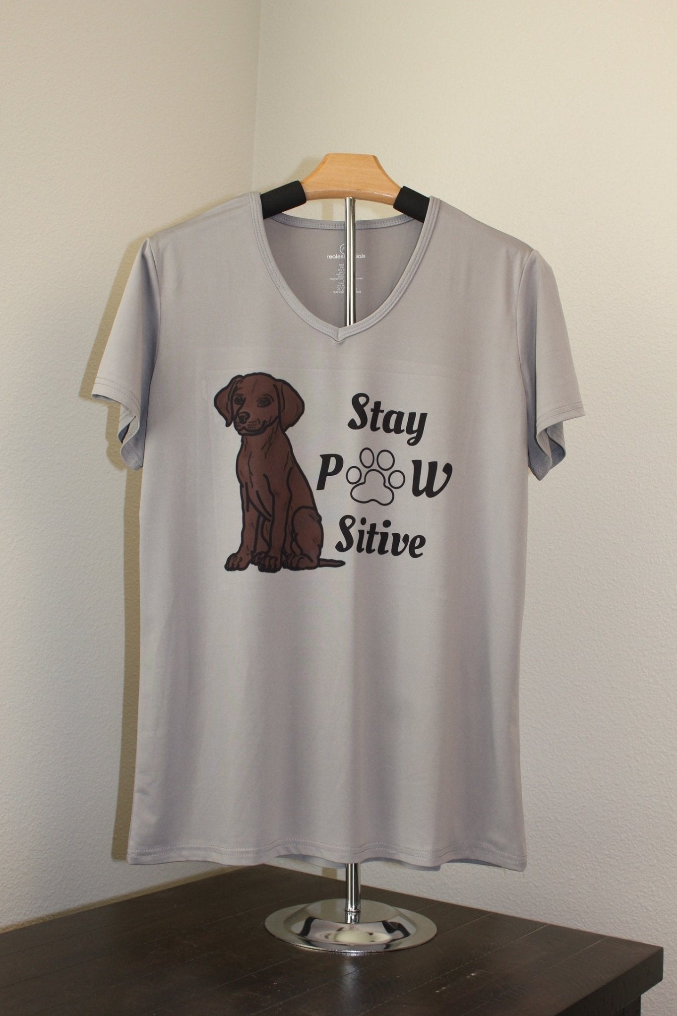 Stay Pawsitive Women's V - Neck T-Shirt - His Word Designs