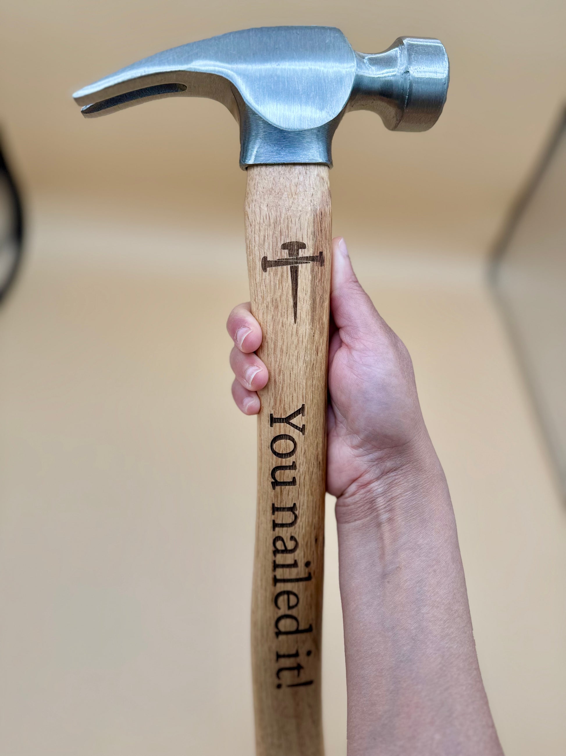 You Nailed It! Engraved Faith Claw Hammer - Carpenter's Cross Edition - You Nailed It claw hammer with carpenter cross and bold handle engraving — His Word Designs