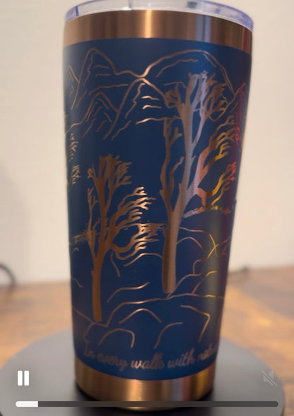 20 oz Blue Wolves Copper Tumbler - HisWord Designs