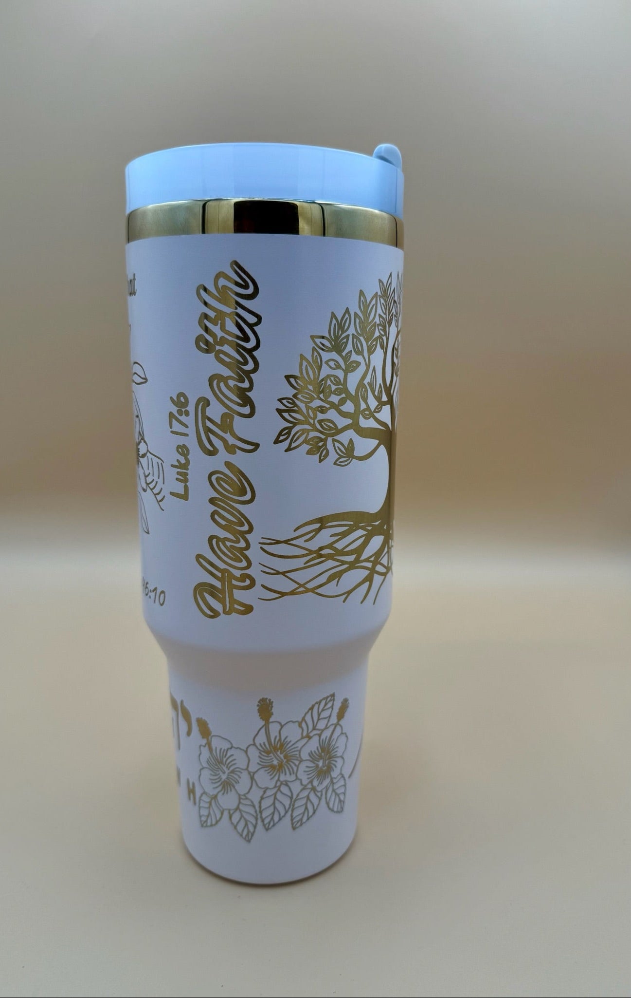 YHWH Scripture Tumbler – Psalm 46:10 & Luke 17:6 – Tree of Life – 40oz Faith Gift - His Word Designs