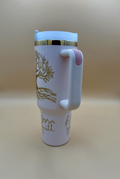 YHWH Scripture Tumbler – Psalm 46:10 & Luke 17:6 – Tree of Life – 40oz Faith Gift - His Word Designs