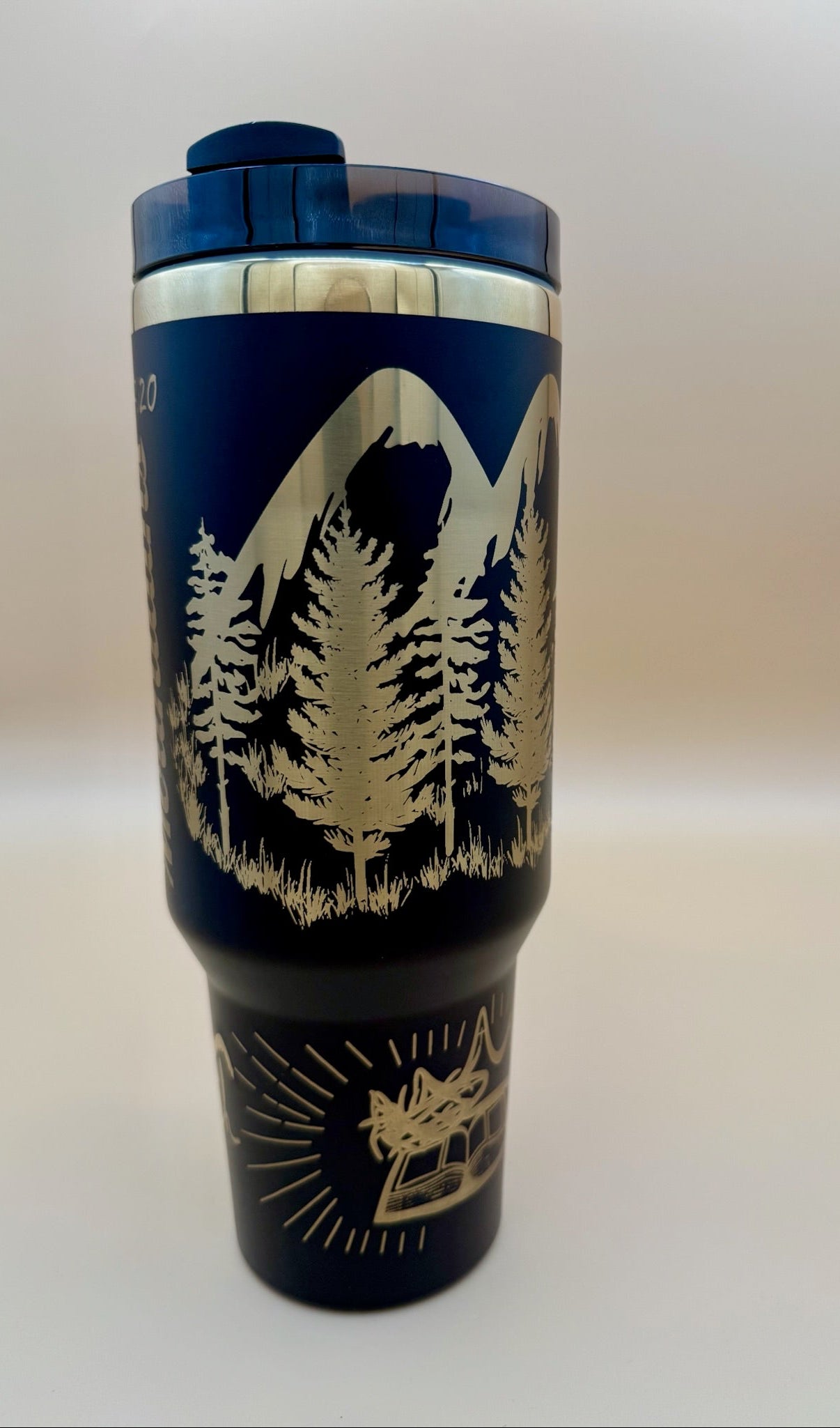 Faith Can Move Mountains Tumbler 40oz | Matthew 17:20 Scripture | Hand - Drawn Engraved Christian Gift | Mountaintop Experience - HisWord Designs