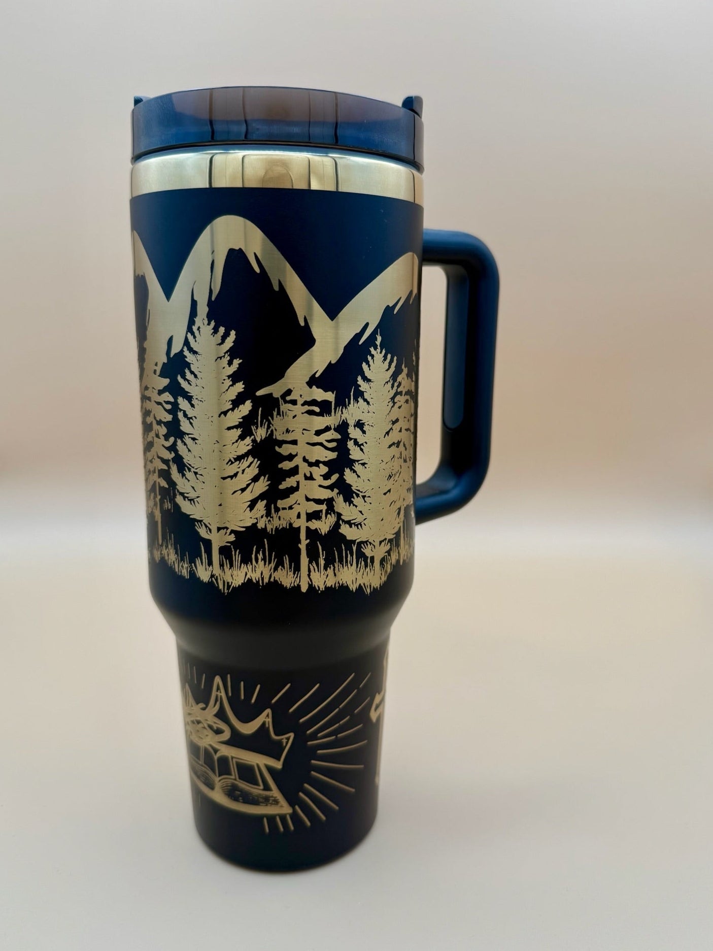 Faith Can Move Mountains Tumbler 40oz | Matthew 17:20 Scripture | Hand - Drawn Engraved Christian Gift | Mountaintop Experience - HisWord Designs