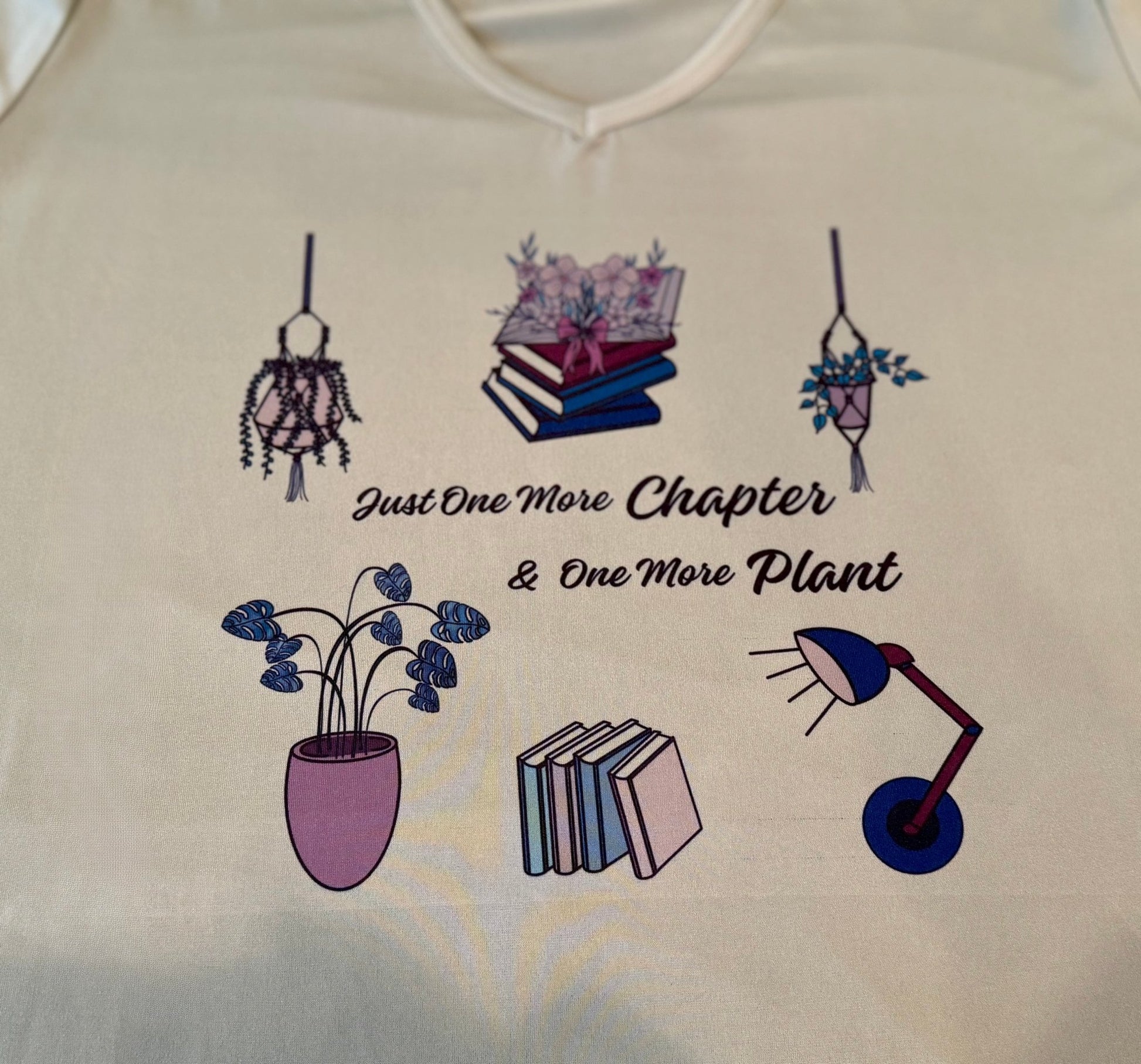 Just One More Chapter & One More Plant Women’s V - Neck T-Shirt - HisWord Designs
