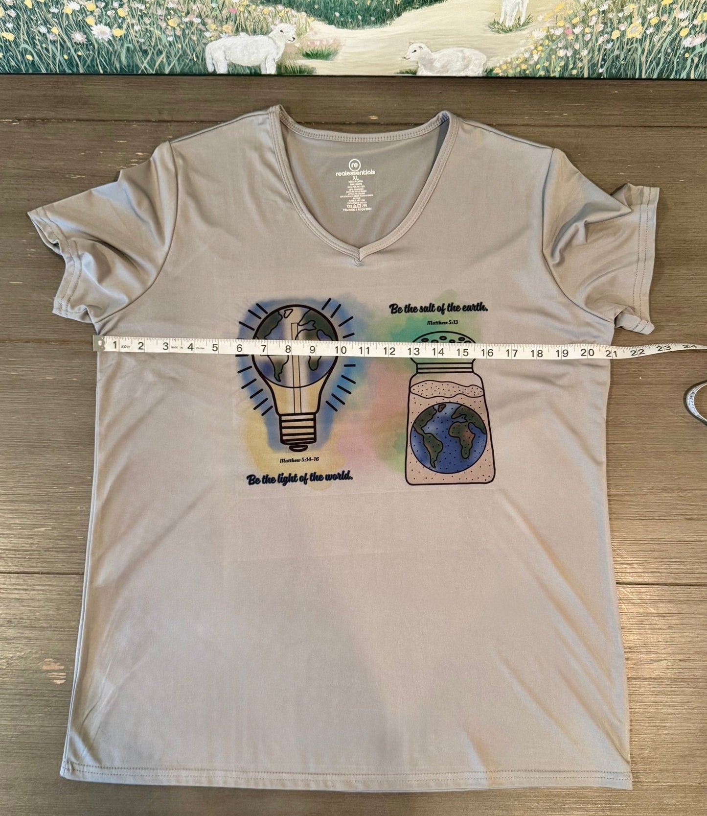 Be the Light & Salt of the Earth Women’s V - Neck T-Shirt – Hand - Drawn Faith Design - His Word Designs