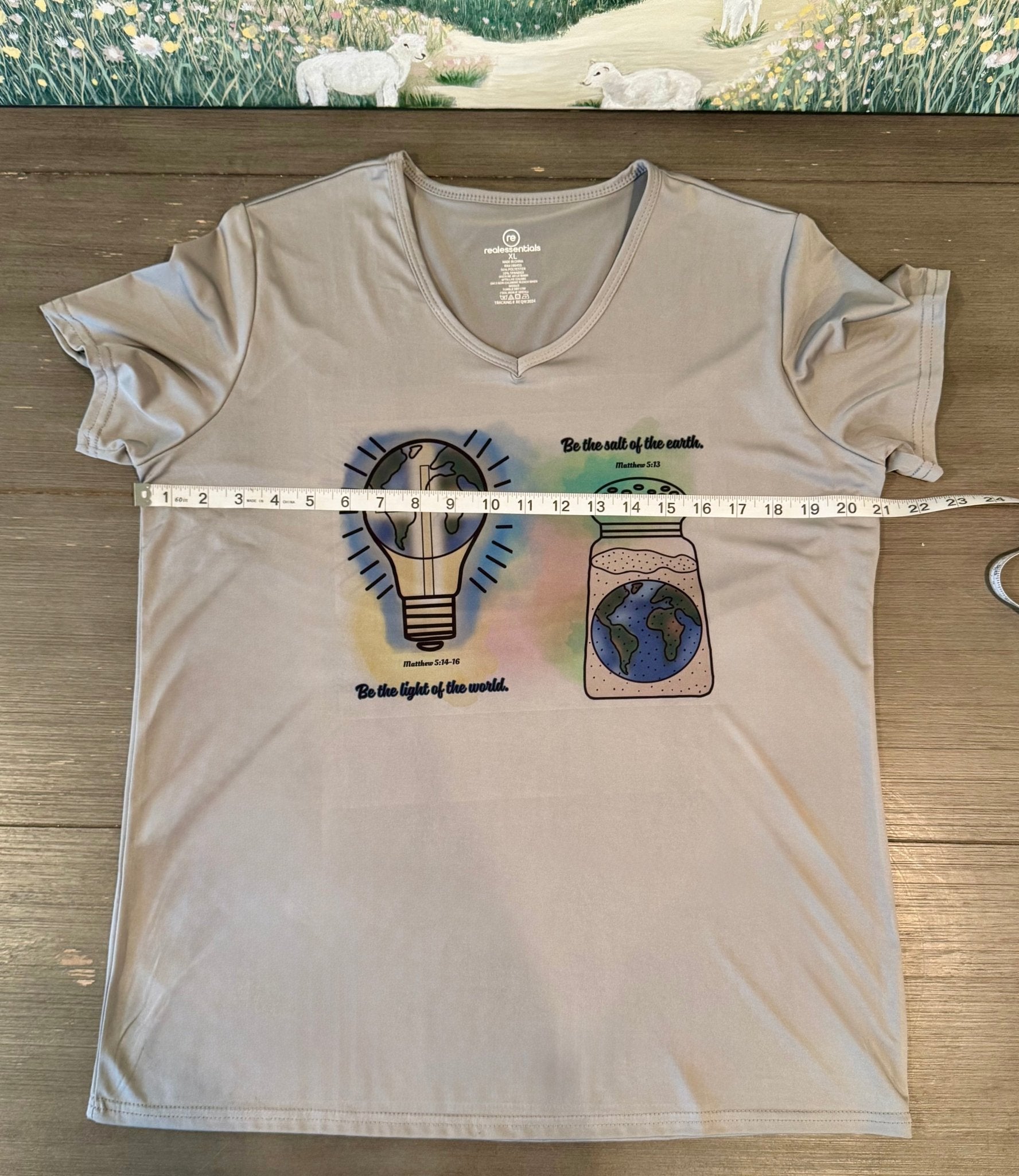 Be the Light & Salt of the Earth Women’s V - Neck T-Shirt – Hand - Drawn Faith Design - His Word Designs