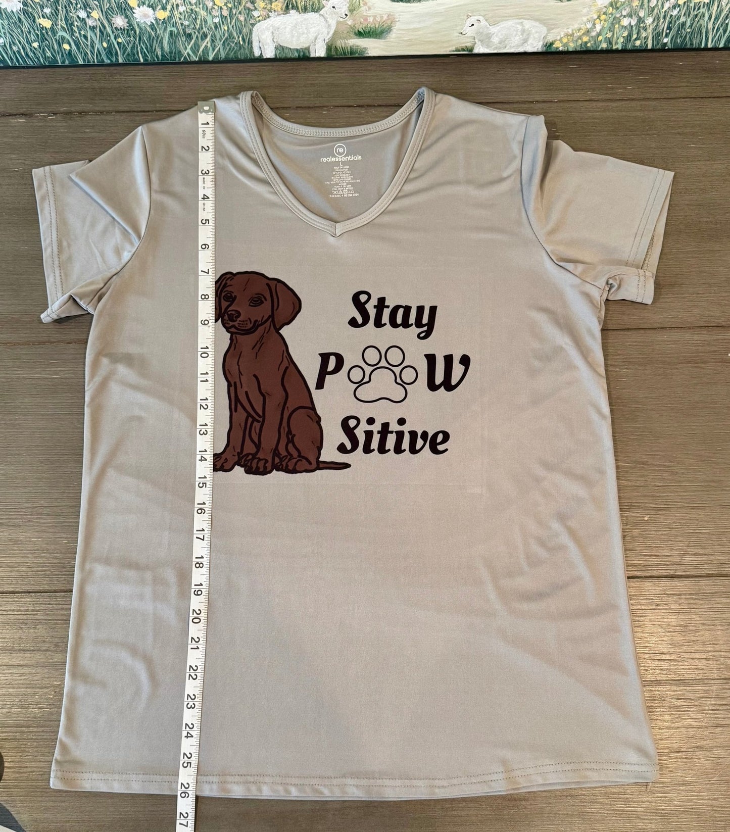 Stay Pawsitive Women's V - Neck T-Shirt - His Word Designs