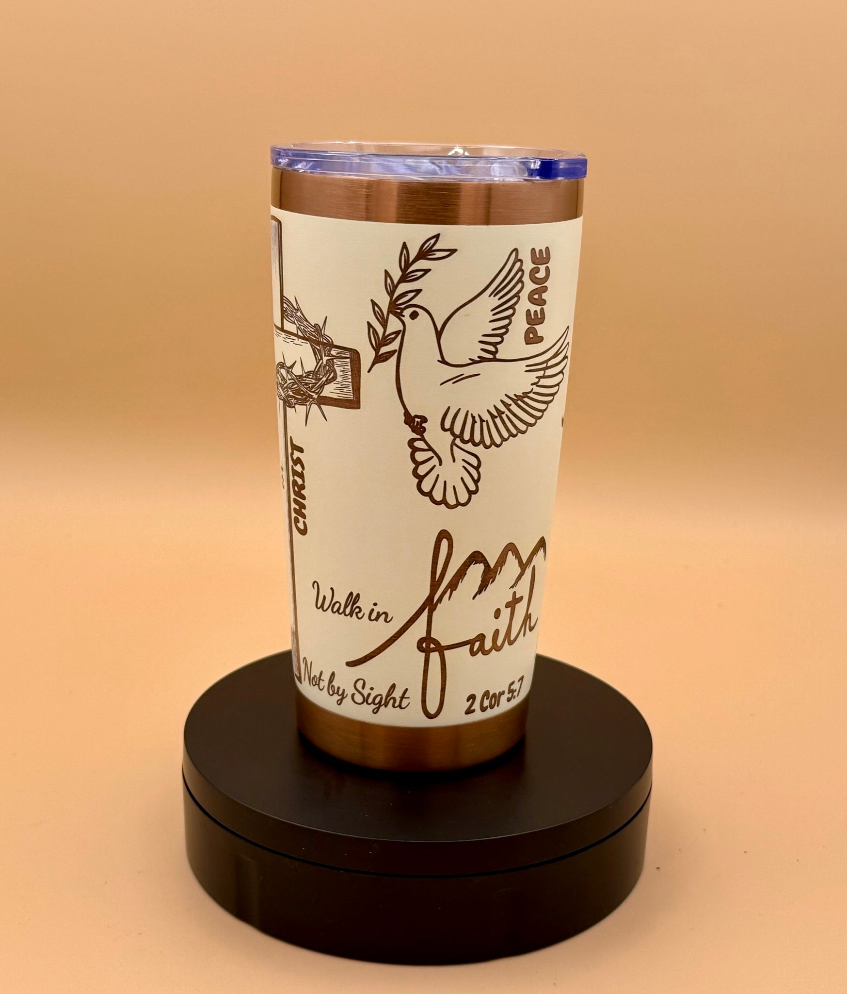 Joshua 1:9 Christian Lion Faith Tumbler | Engraved Copper Reveal 20 oz Cup - His Word Designs