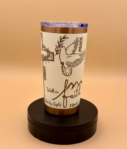 Joshua 1:9 Christian Lion Faith Tumbler | Engraved Copper Reveal 20 oz Cup - His Word Designs