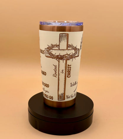 Joshua 1:9 Christian Lion Faith Tumbler | Engraved Copper Reveal 20 oz Cup - His Word Designs