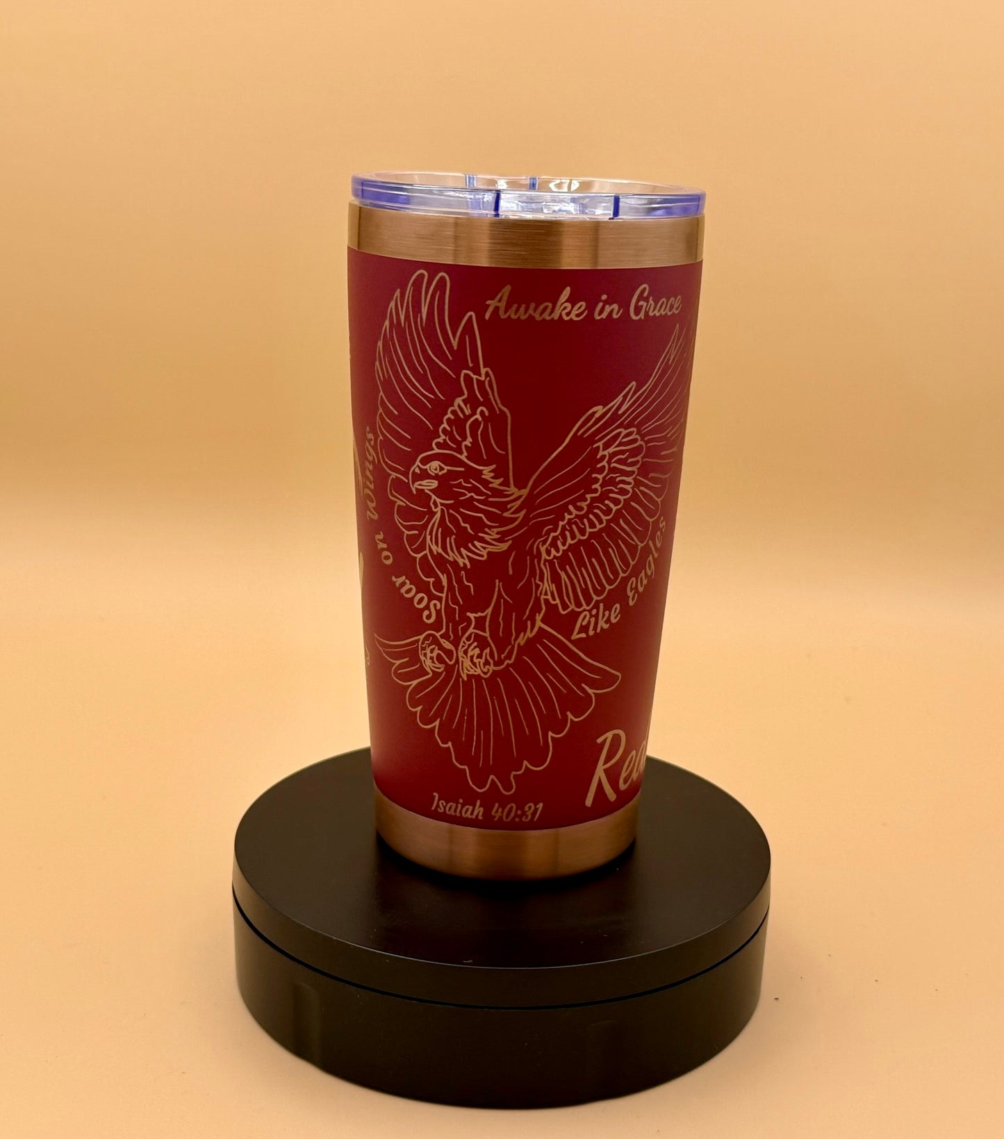 Isaiah 40:31 Christian Eagle Tumbler | Faith Over Fear Copper Engraved 20 oz - His Word Designs