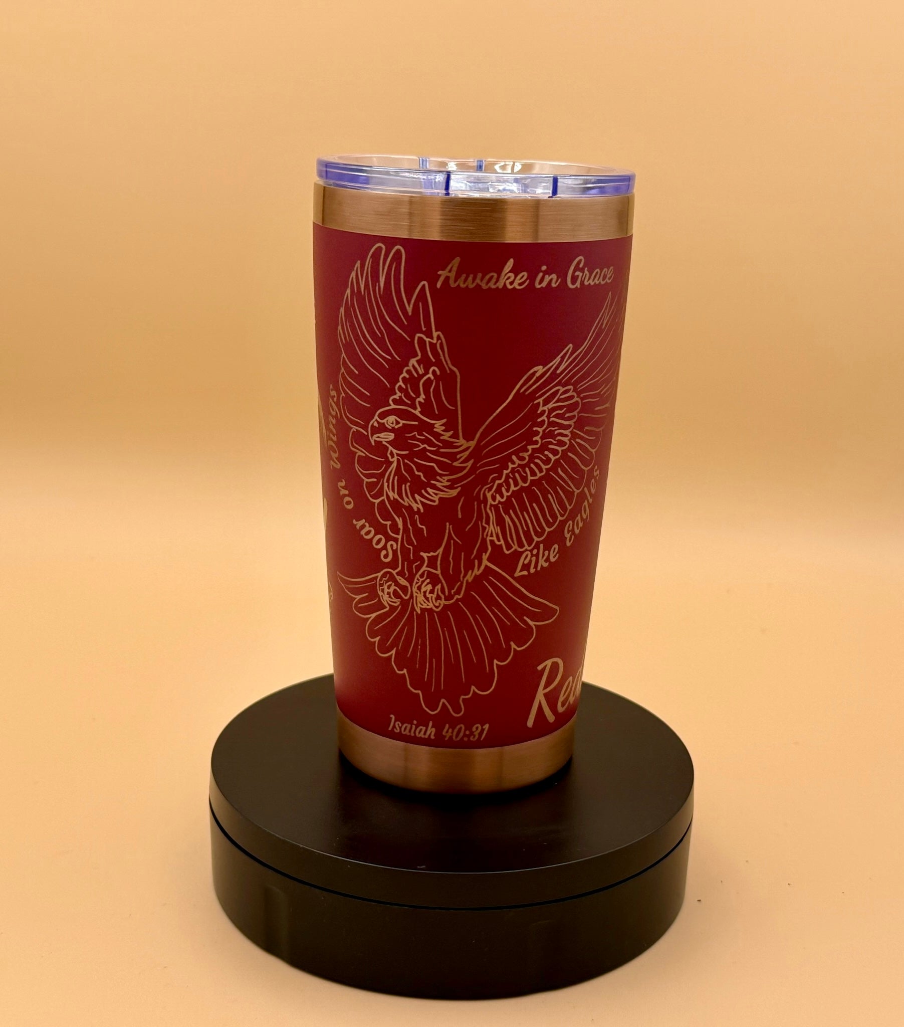 Isaiah 40:31 Christian Eagle Tumbler | Faith Over Fear Copper Engraved 20 oz - His Word Designs