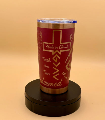 Isaiah 40:31 Christian Eagle Tumbler | Faith Over Fear Copper Engraved 20 oz - His Word Designs