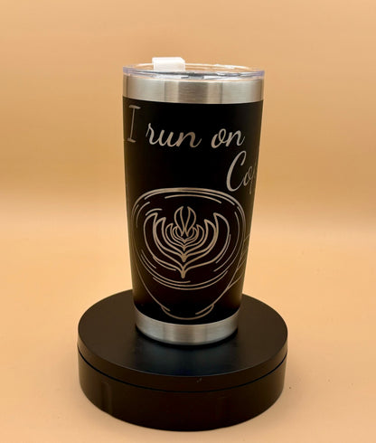 Coffee & Grace Christian Tumbler | Winged Cross Engraved 20 oz - His Word Designs