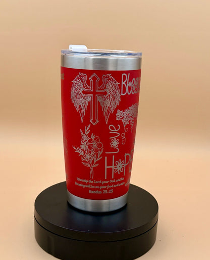 Be Still and Know Christian Tumbler | Psalm 46:10 Engraved 20 oz Red Tumbler - HisWord Designs