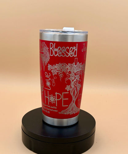 Be Still and Know Christian Tumbler | Psalm 46:10 Engraved 20 oz Red Tumbler - HisWord Designs