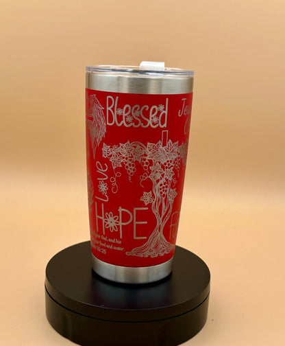 Be Still and Know Christian Tumbler | Psalm 46:10 Engraved 20 oz Red Tumbler - HisWord Designs