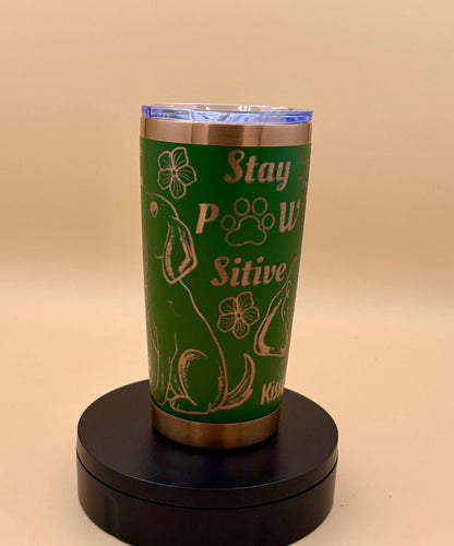 Stay Paw - sitive Dog Tumbler | Engraved Faith Dog Lover Copper Reveal 20 oz - His Word Designs
