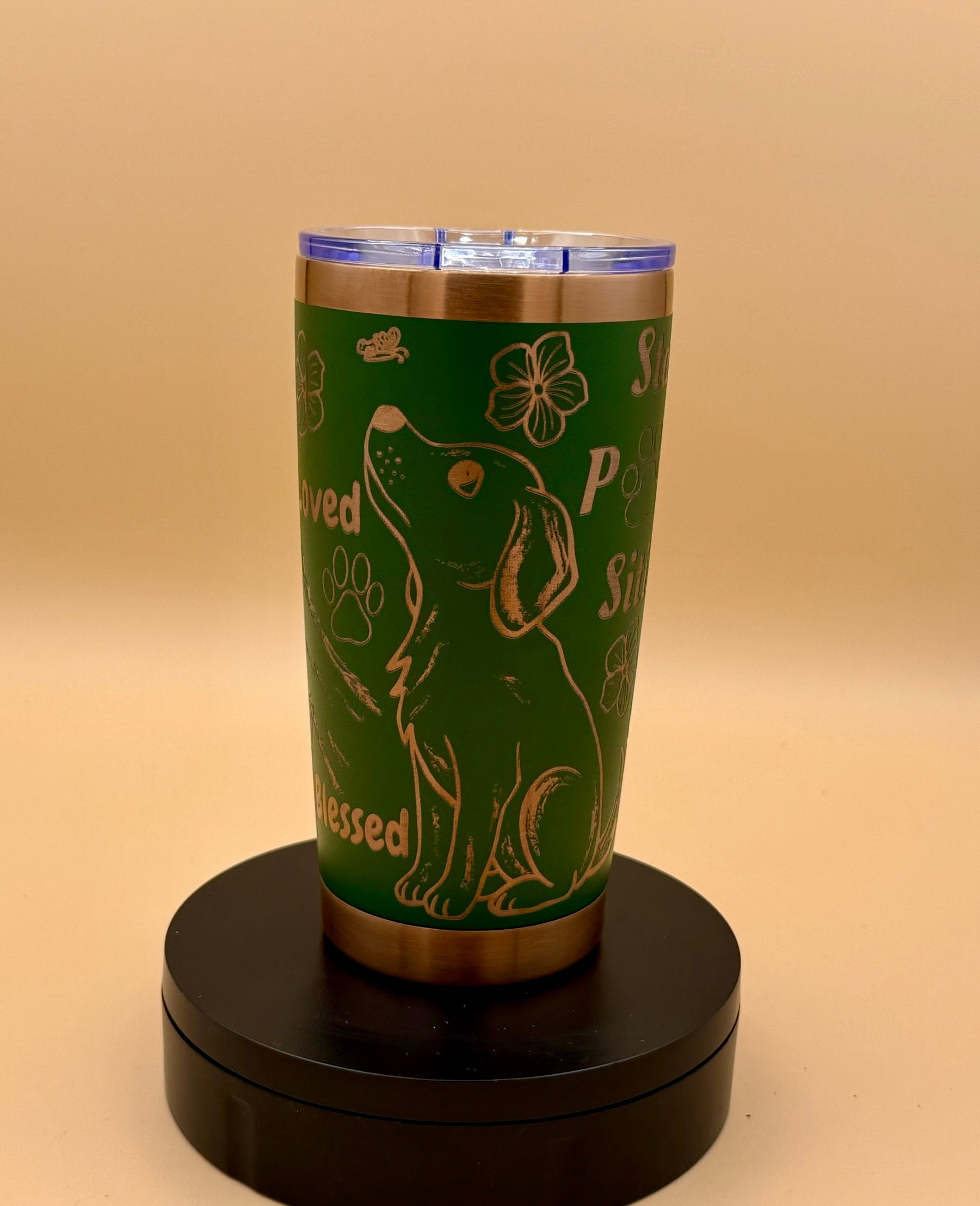 Stay Paw - sitive Dog Tumbler | Engraved Faith Dog Lover Copper Reveal 20 oz - His Word Designs
