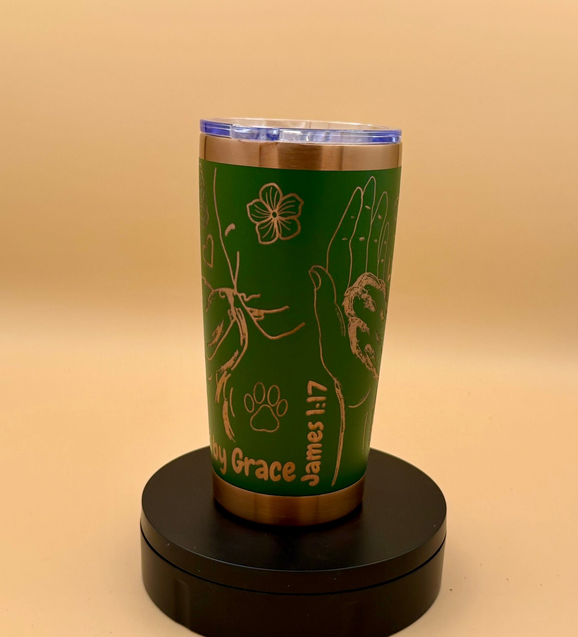 Stay Paw - sitive Dog Tumbler | Engraved Faith Dog Lover Copper Reveal 20 oz - His Word Designs