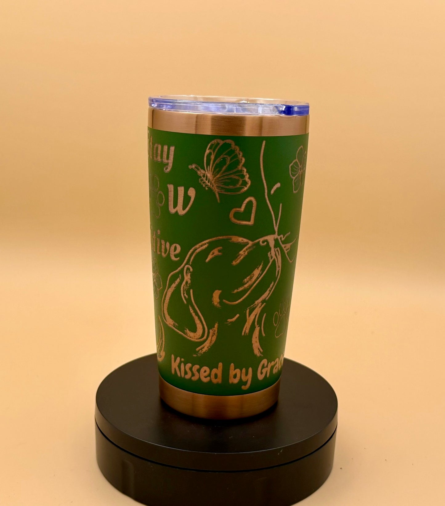 Stay Paw - sitive Dog Tumbler | Engraved Faith Dog Lover Copper Reveal 20 oz - His Word Designs