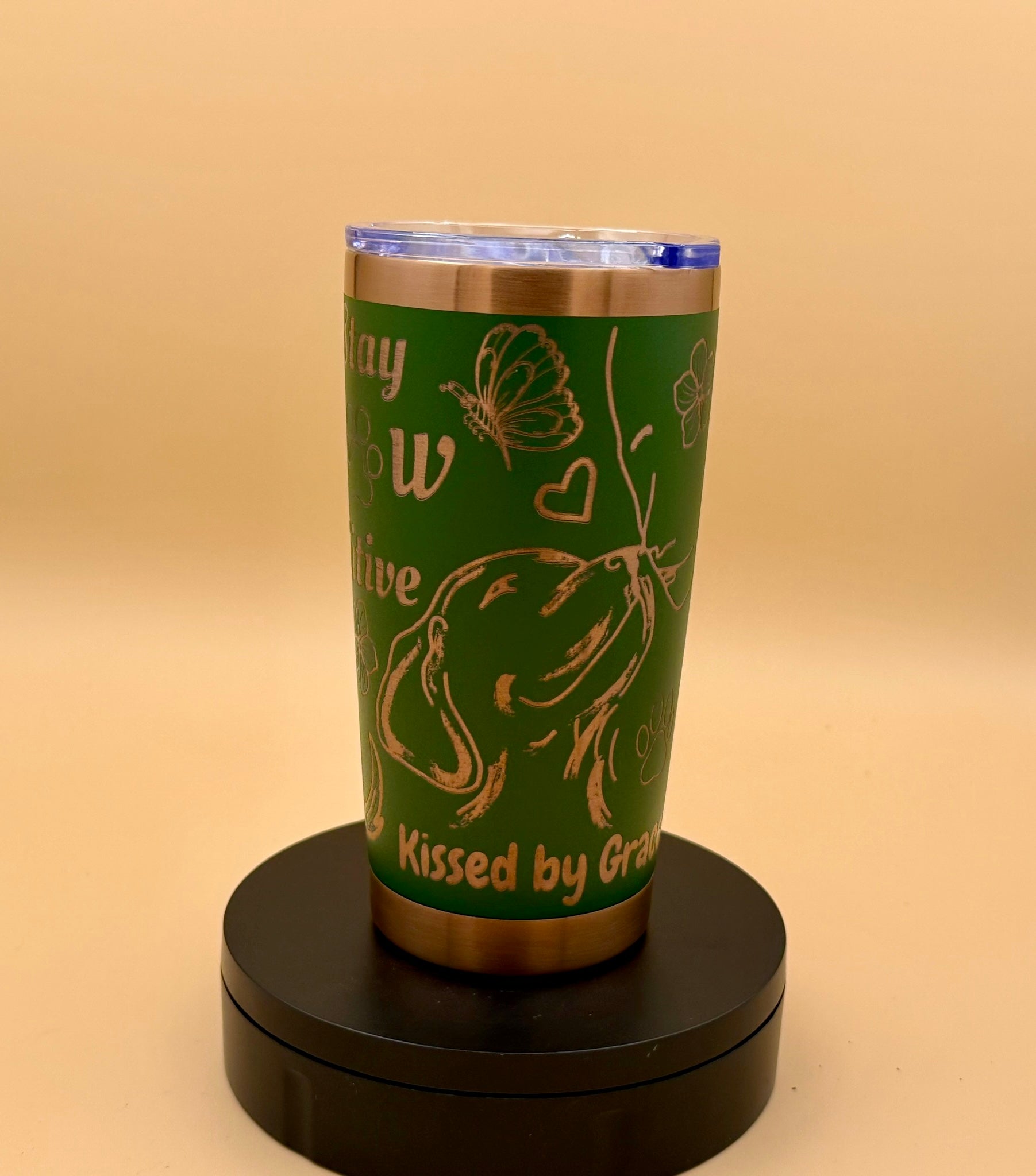 Stay Paw - sitive Dog Tumbler | Engraved Faith Dog Lover Copper Reveal 20 oz - His Word Designs