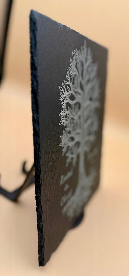 Rooted in Christ Slate Plaque | Christian Tree of Life Decor | Rooted and Grounded in Love Sign | Faith Wall Art | Christian Gift - HisWord Designs