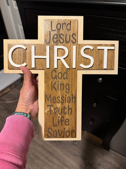 Laser - Engraved Wooden Cross – "CHRIST" Wall Art - HisWord Designs