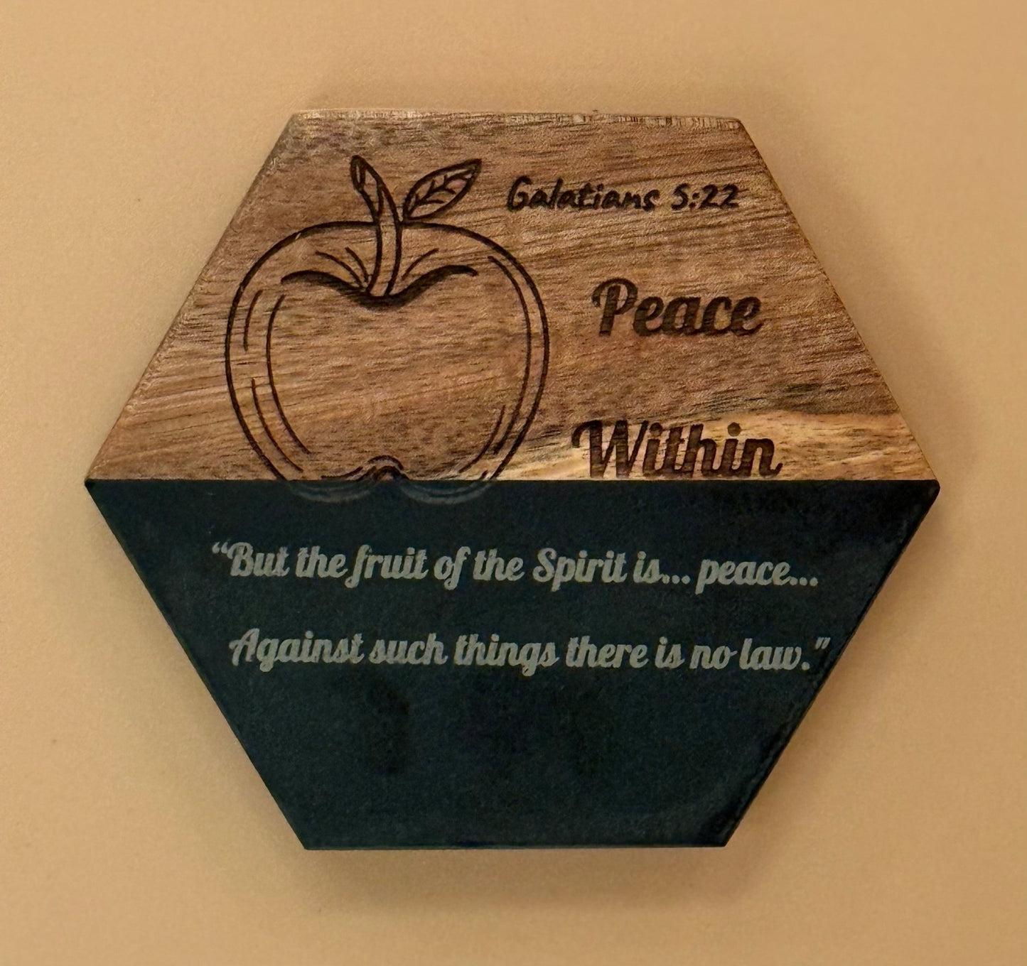 Marble & Acacia Coasters (Hexagon) - HisWord Designs