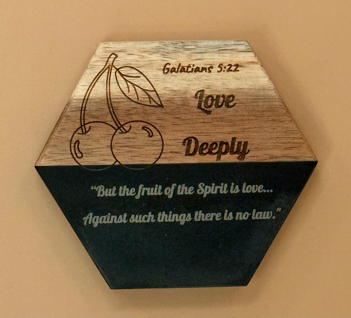 Marble & Acacia Coasters (Hexagon) - HisWord Designs