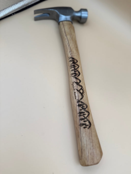 Forged in the Mountains Engraved Claw Hammer - Mountain Pine Edition - Forged in the Mountains steel claw hammer with mountain pine engraved hardwood handle — His Word Designs
