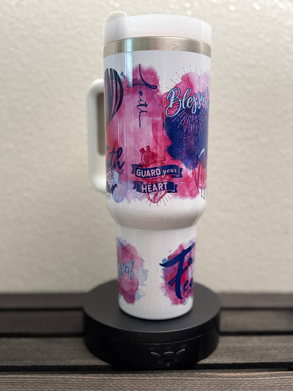 Pray More Worry Less Tumbler – 40 oz Christian Encouragement Drinkware - HisWord Designs