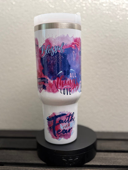 Pray More Worry Less Tumbler – 40 oz Christian Encouragement Drinkware - HisWord Designs