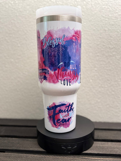 Pray More Worry Less Tumbler – 40 oz Christian Encouragement Drinkware - HisWord Designs