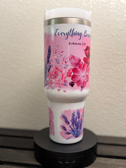 Everything Beautiful – 40 oz Christian Tumbler – Ecclesiastes 3:11 - HisWord Designs