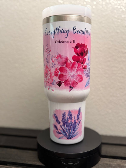 Everything Beautiful – 40 oz Christian Tumbler – Ecclesiastes 3:11 - HisWord Designs