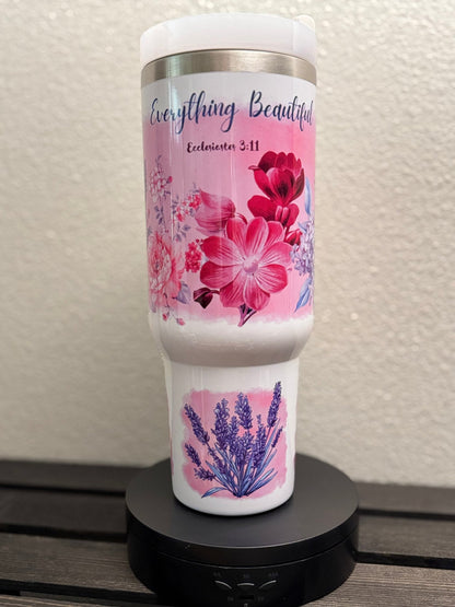 Everything Beautiful – 40 oz Christian Tumbler – Ecclesiastes 3:11 - HisWord Designs