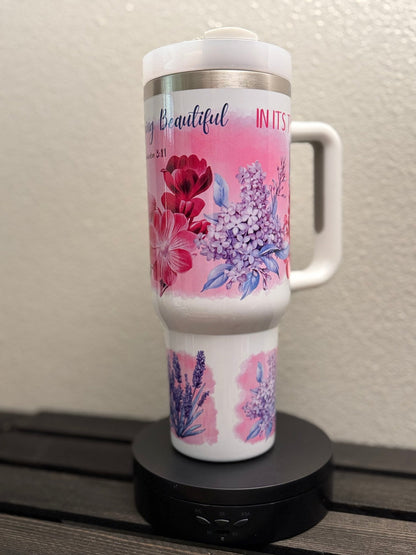 Everything Beautiful – 40 oz Christian Tumbler – Ecclesiastes 3:11 - HisWord Designs