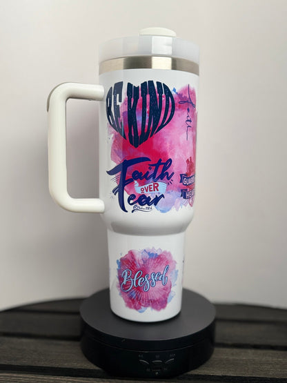 Pray More Worry Less Tumbler – 40 oz Christian Encouragement Drinkware - HisWord Designs