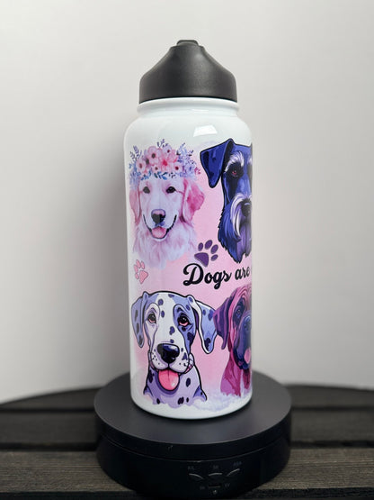 Dogs Are My Favorite People – 32 oz Pink Dog Lover Water Bottle – Stainless Steel with Straw – Cute Gift for Dog Moms - HisWord Designs