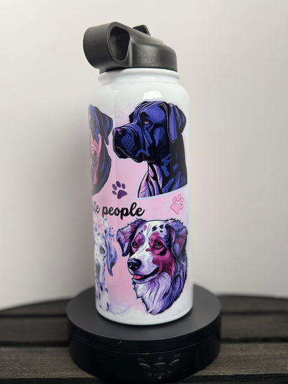 Dogs Are My Favorite People – 32 oz Pink Dog Lover Water Bottle – Stainless Steel with Straw – Cute Gift for Dog Moms - HisWord Designs
