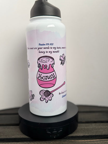 Honeycomb & Sunflower 32 oz Faith Water Bottle – Numbers 6:24, Psalm 119:103, Ephesians 4:32 - HisWord Designs