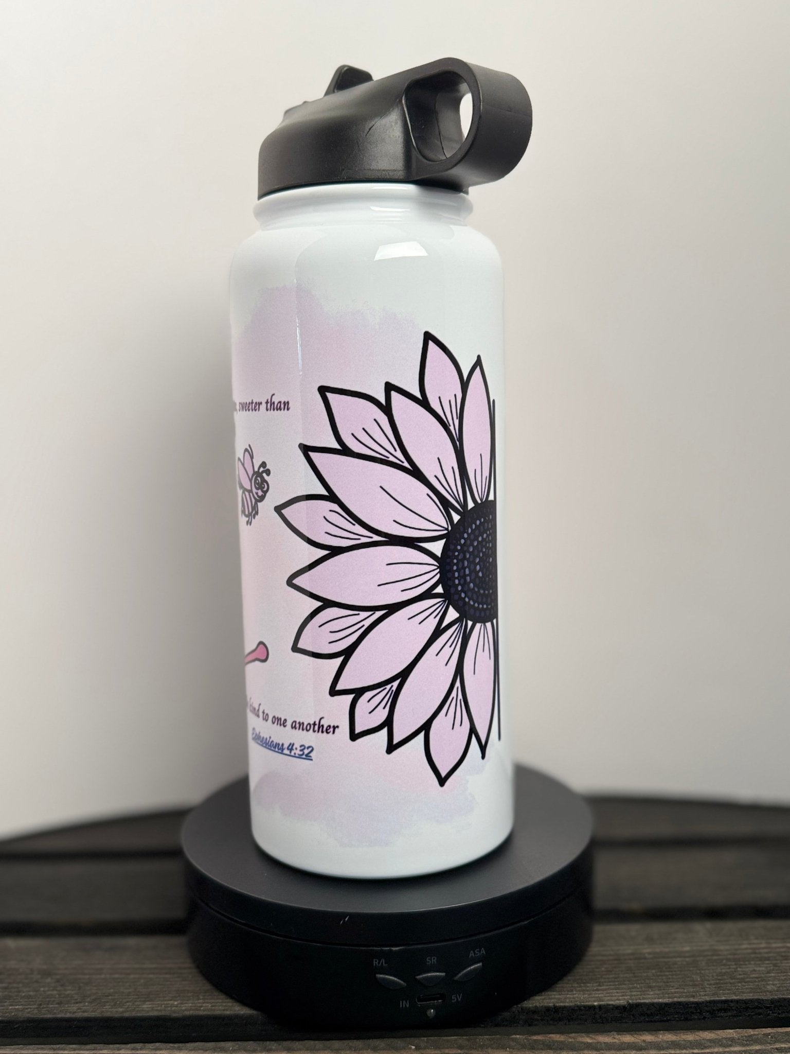 Honeycomb & Sunflower 32 oz Faith Water Bottle – Numbers 6:24, Psalm 119:103, Ephesians 4:32 - HisWord Designs