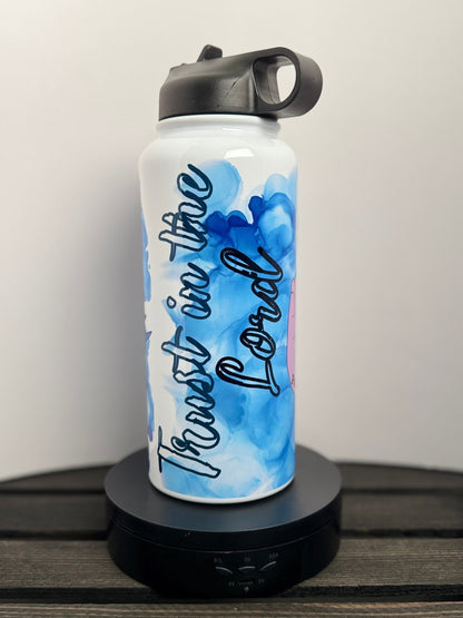 Trust in the Lord 40 oz Water Bottle – Christian Gift with Genesis 8:11 & Psalm 52:8 – Dove & Olive Branch Bible Verse Bottle - HisWord Designs